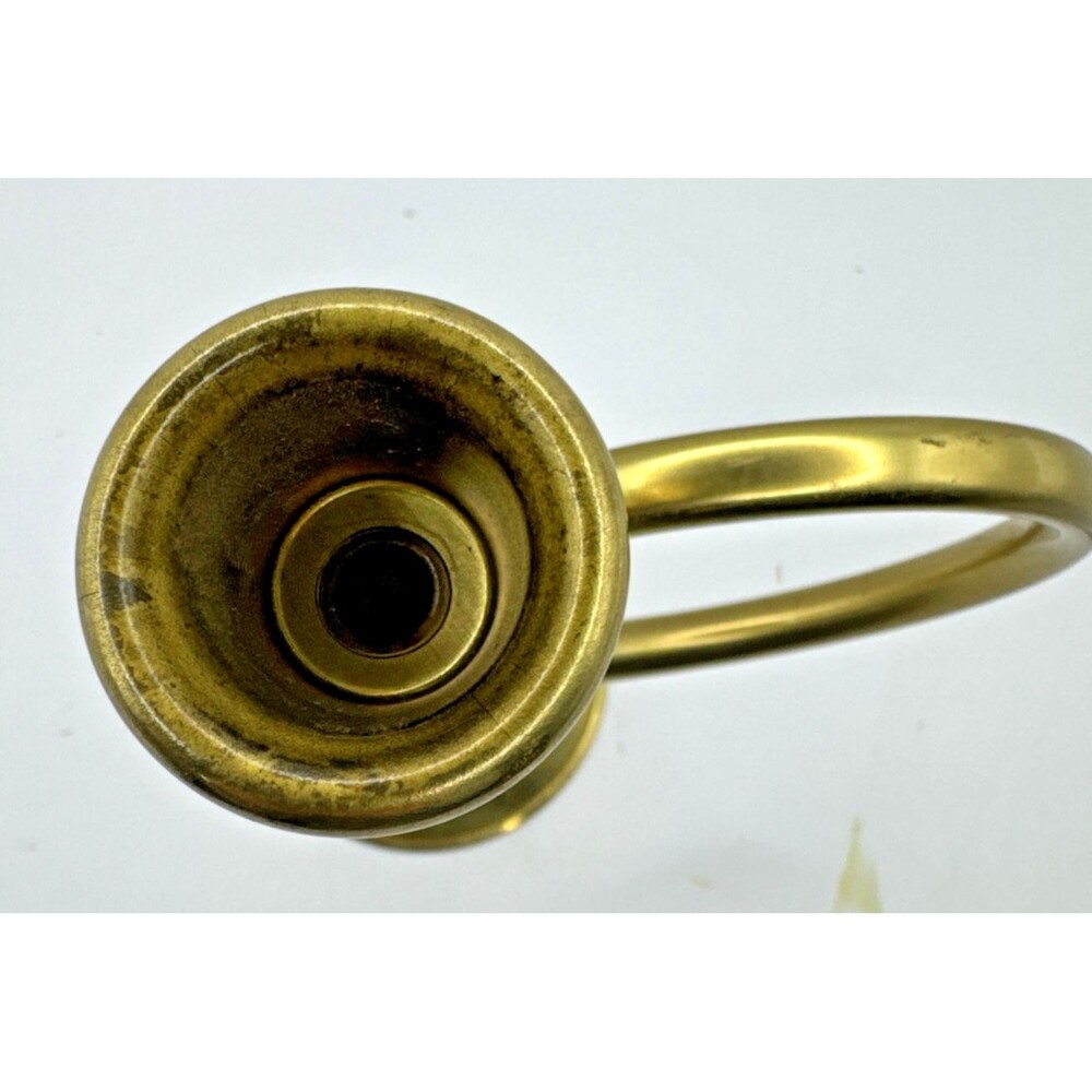 Brass Trumpet Bugle Horn Candle Holder Tapers 9” Patina India Vintage - Picture 3 of 5